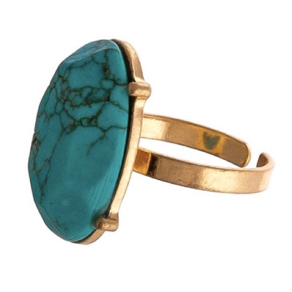 Jewelry - Turquoise Gold Natural Stone Big Ring